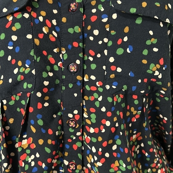Maeve Anthropologie Shirt Wynwood Confetti Button Down Blouse Black Top Sz 4 - Picture 5 of 15